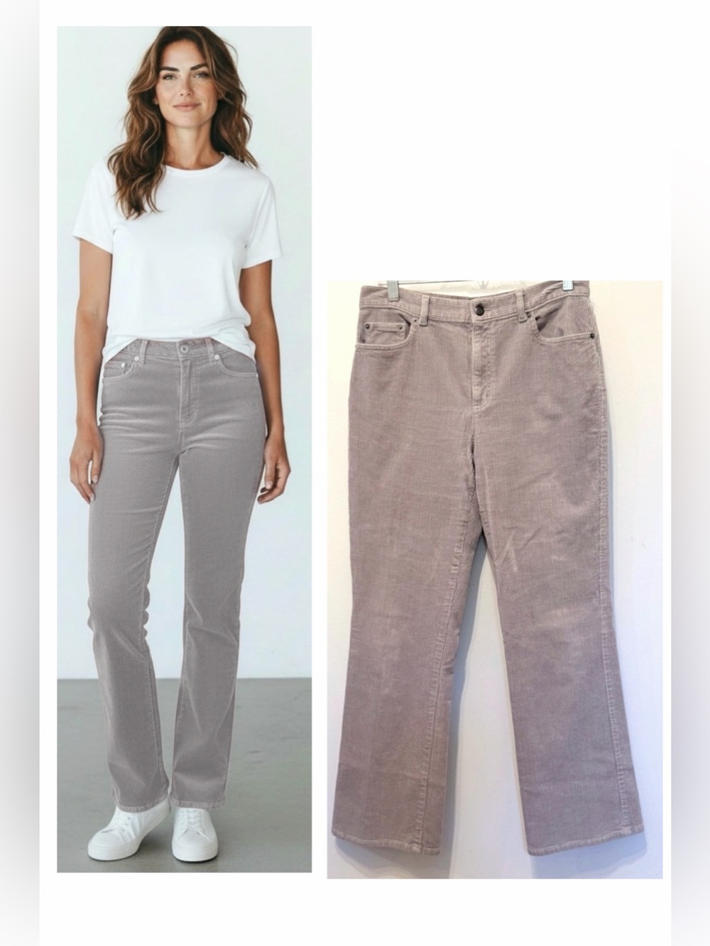 Lauren Ralph Lauren Grey Corduroy Trousers Sz 8 Straight Leg Vintage